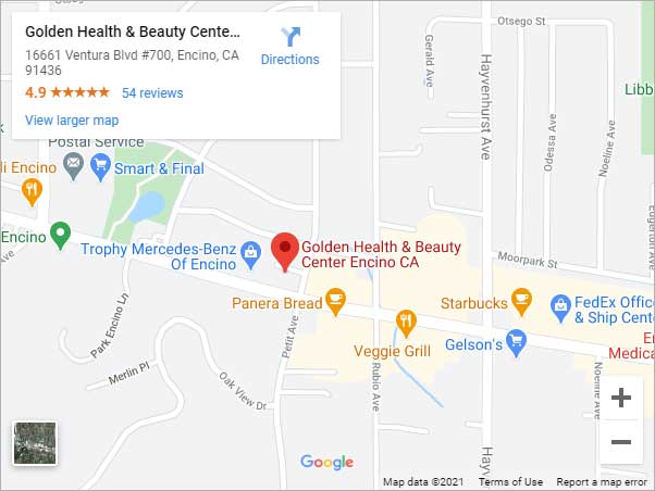 Directions From Your Location to Golden Health & Beauty Center in Encino, CA